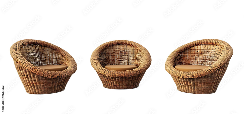 three set of Wicker furniture isolated transparent background three set of Wicker furniture isolated transparent background
