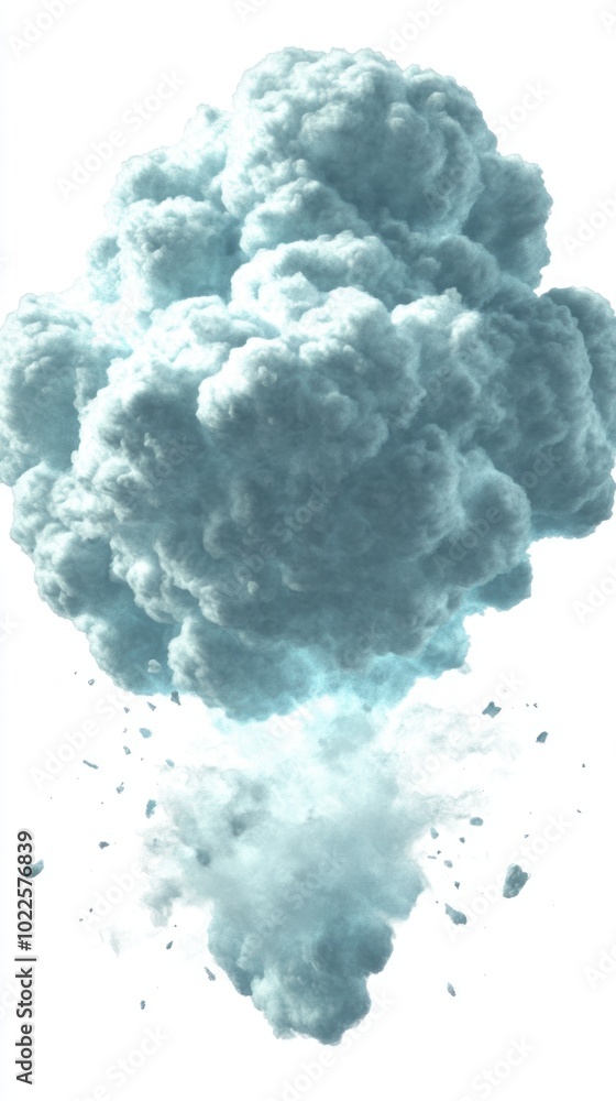 A large, billowing cloud of smoke or vapor, suggesting an explosion or dramatic effect. A large, billowing cloud of smoke or vapor, suggesting an explosion or dramatic effect.
