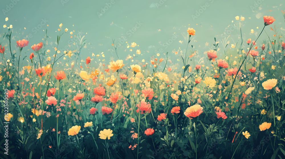 Field of Wildflowers Cartoon Field of Wildflowers Cartoon