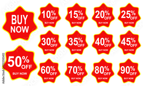 Set of sale labels,Realistic red sale labels,discount price tags mockups.promotional sales tag vector template set.
