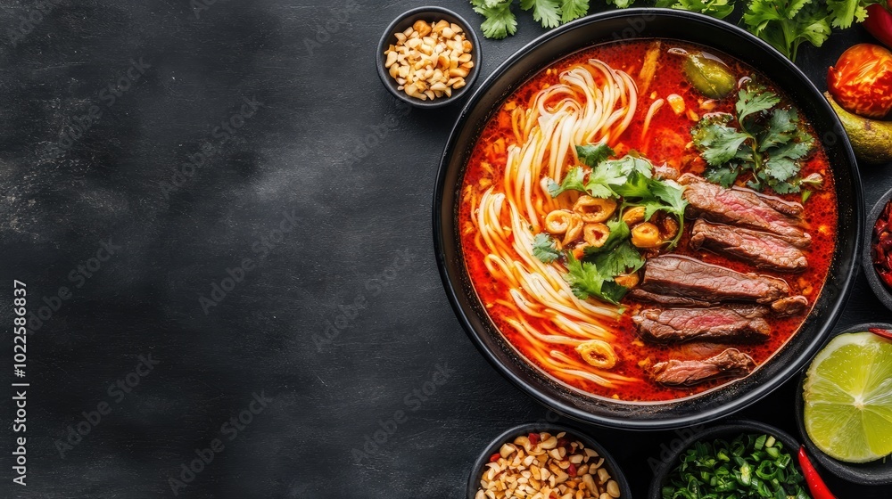 Flavorful Noodle Soup with Fresh Herbs and Ingredients Flavorful Noodle Soup with Fresh Herbs and Ingredients