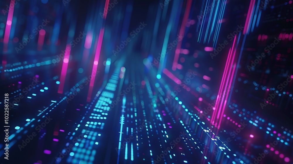 Futuristic 3D render of stock market and fintech forex concept with blurry blue digital charts on dark blue background, highlighting financial data analysis and technology Futuristic 3D render of stock market and fintech forex concept with blurry blue digital charts on dark blue background, highlighting financial data analysis and technology