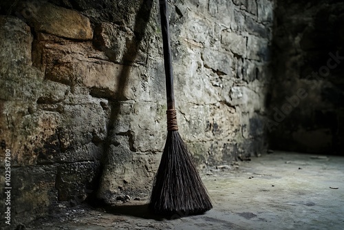 Wallpaper Mural old broom on the wall Torontodigital.ca