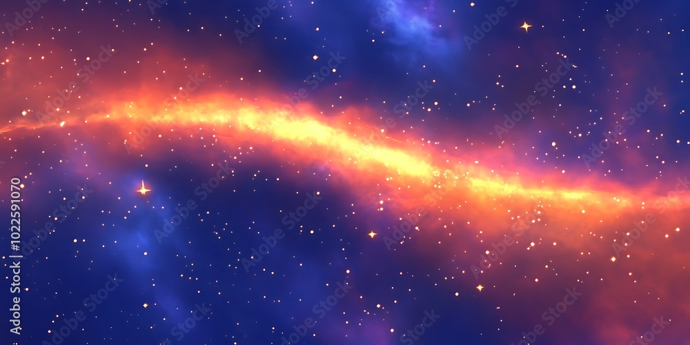 Space themed abstract background with glowing line of orange line on dark starry background, space and interstellar beauties Space themed abstract background with glowing line of orange line on dark starry background, space and interstellar beauties