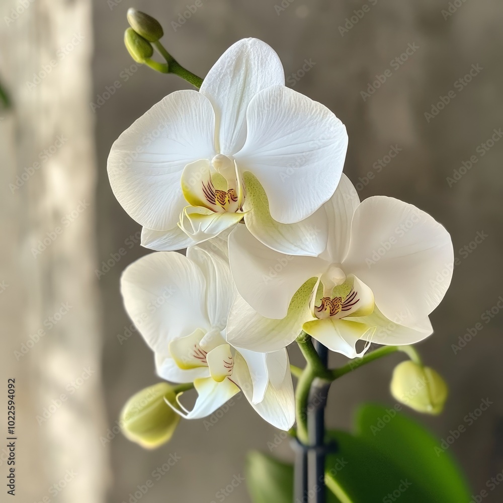 A delicate orchid flower in full bloom, its petals soft and graceful A delicate orchid flower in full bloom, its petals soft and graceful