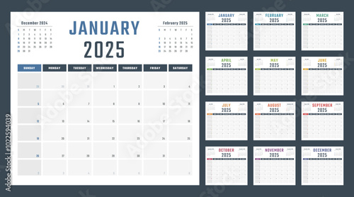 calendar for 2025 starts sunday, vector calendar design 2025 year