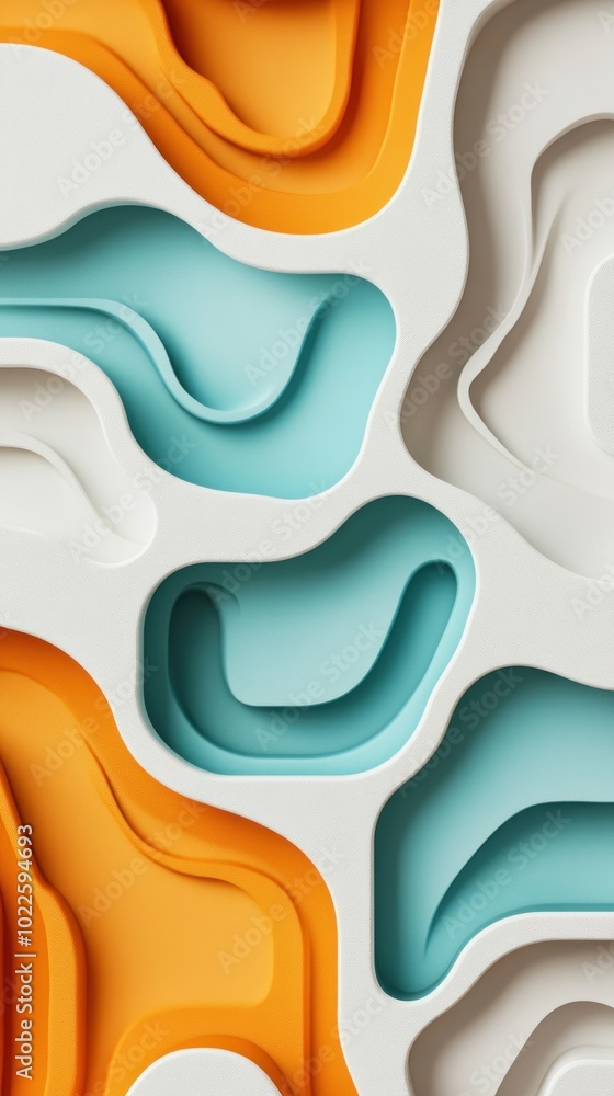 Abstract design featuring wavy shapes in orange, blue, and white, creating a modern aesthetic. Abstract design featuring wavy shapes in orange, blue, and white, creating a modern aesthetic.