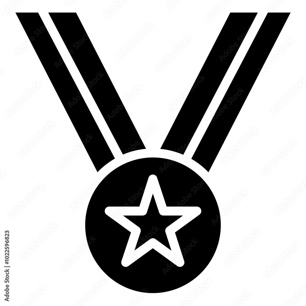 Medal Glyph Icon, Black And White Glyph Icon Symbol Medal Glyph Icon, Black And White Glyph Icon Symbol