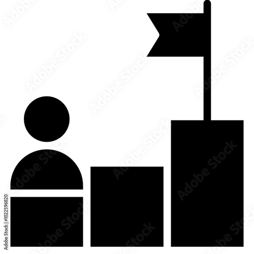 Goal Oriented Glyph Icon, Black And White Glyph Icon Symbol