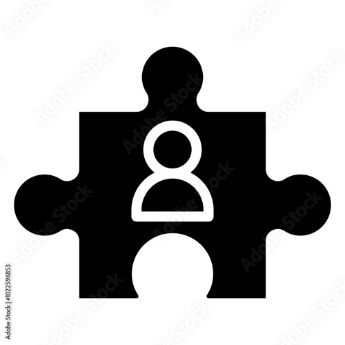 Puzzle Person Glyph Icon, Black And White Glyph Icon Symbol