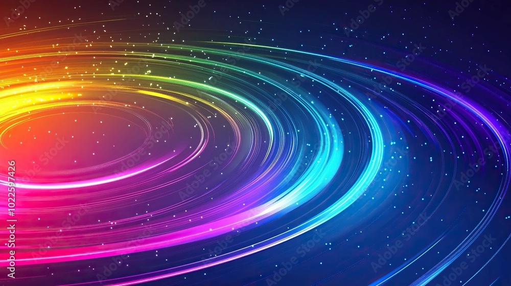 Abstract background with rainbow circle line on dark blue. Modern design background in modern futuristic style Abstract background with rainbow circle line on dark blue. Modern design background in modern futuristic style