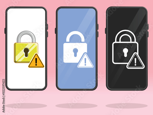 Smartphone Lock Triangle Security Breach Warning