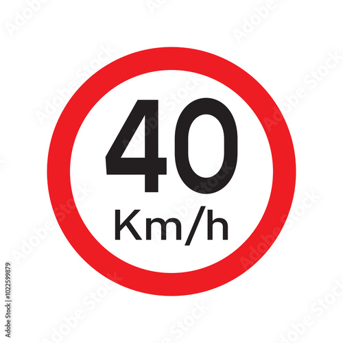Free Download Speed limit 40 KM highway sign. Forty kilometers per hour traffic road symbol. Restriction sign for car drivers not to exceed the speed over 40 kilometers per hour. Vector illustration. - GFXLoad