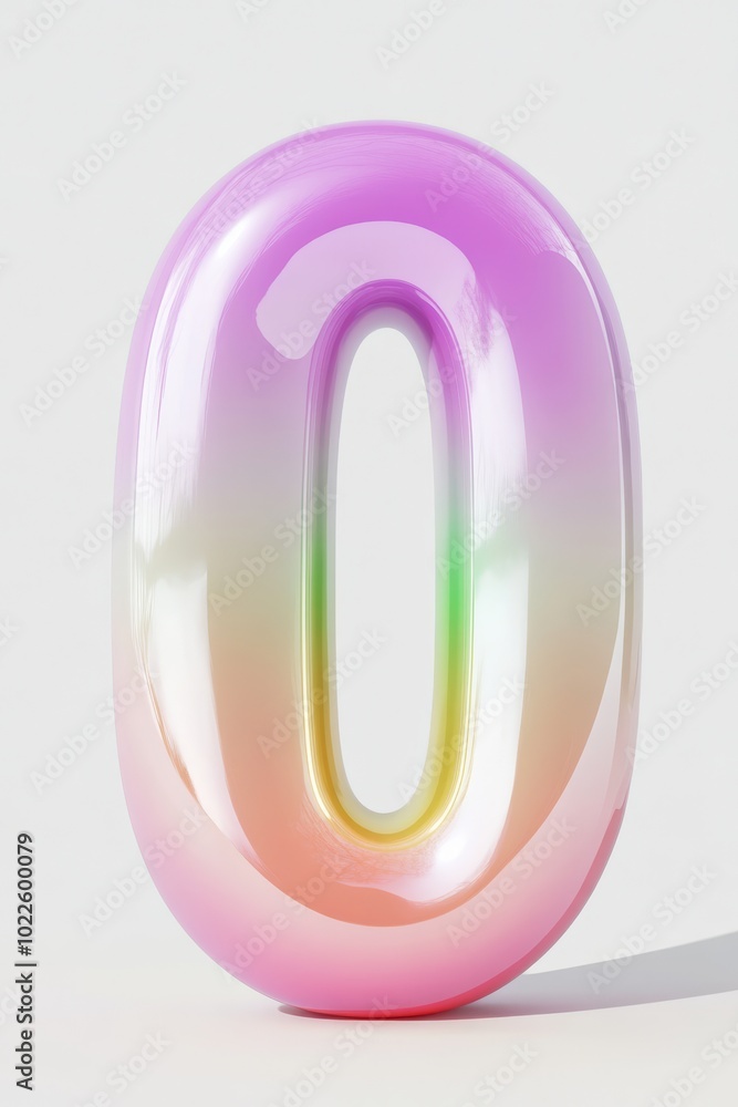A playful 3D front view of the number 0 with smooth rounded edges and bright pastel colors, evoking fun and learning, perfect for childrens educational tools. A playful 3D front view of the number 0 with smooth rounded edges and bright pastel colors, evoking fun and learning, perfect for childrens educational tools.