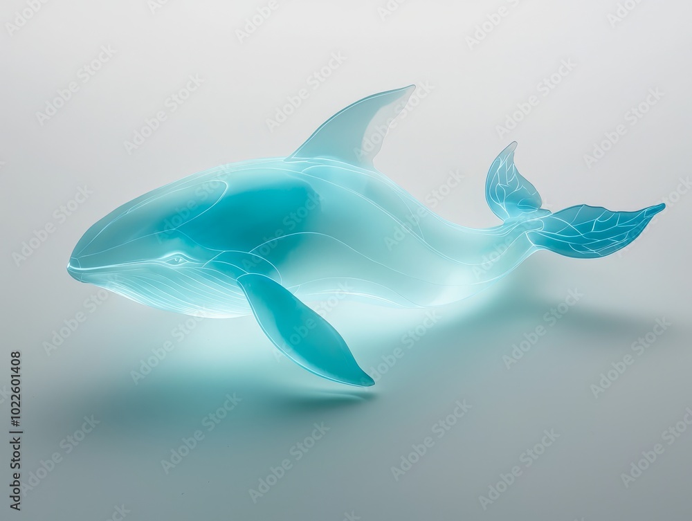 Glass Whale Sculpture on White Background Glass Whale Sculpture on White Background