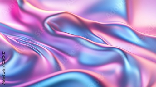 Cloth fabric gradient waves abstract background. Iridescent chrome wavy surface. Liquid surface, ripples, reflections