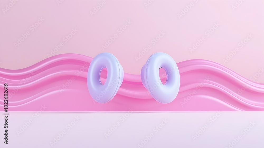 Vibrant 3D Cartoon Ears Dancing to the Rhythm of Music Waves Vibrant 3D Cartoon Ears Dancing to the Rhythm of Music Waves