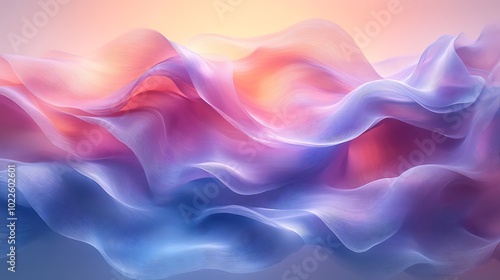 Colorful glowing waves abstract background, fabric like blue and orange hues, 3d render graphical design