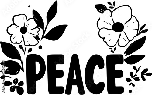 handdrawn peace text decoration