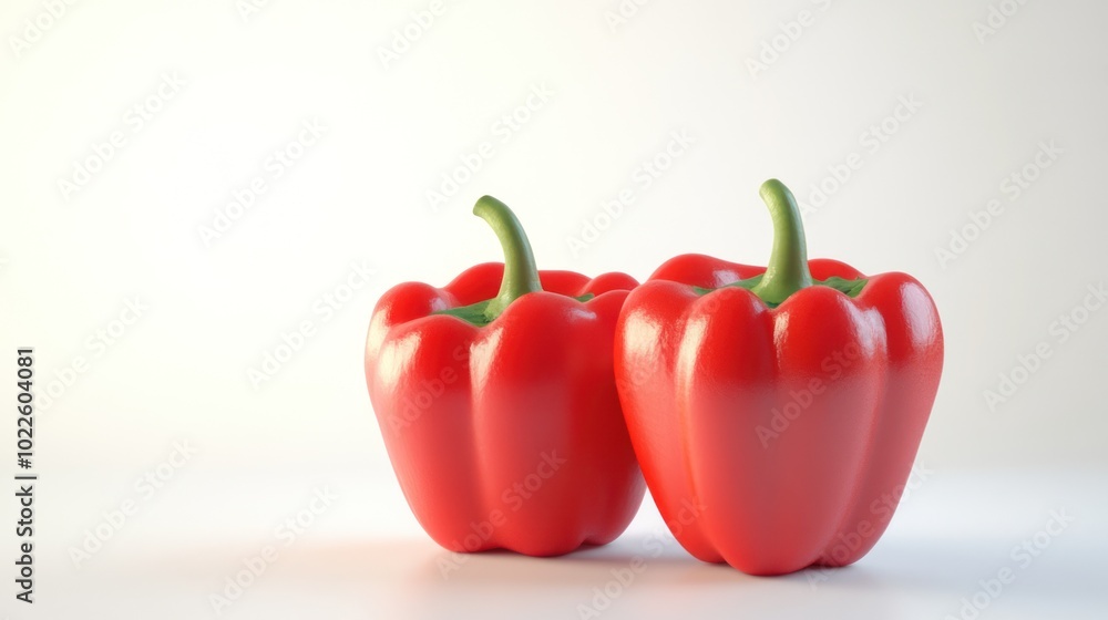 Two Red Bell Peppers on White Background Two Red Bell Peppers on White Background