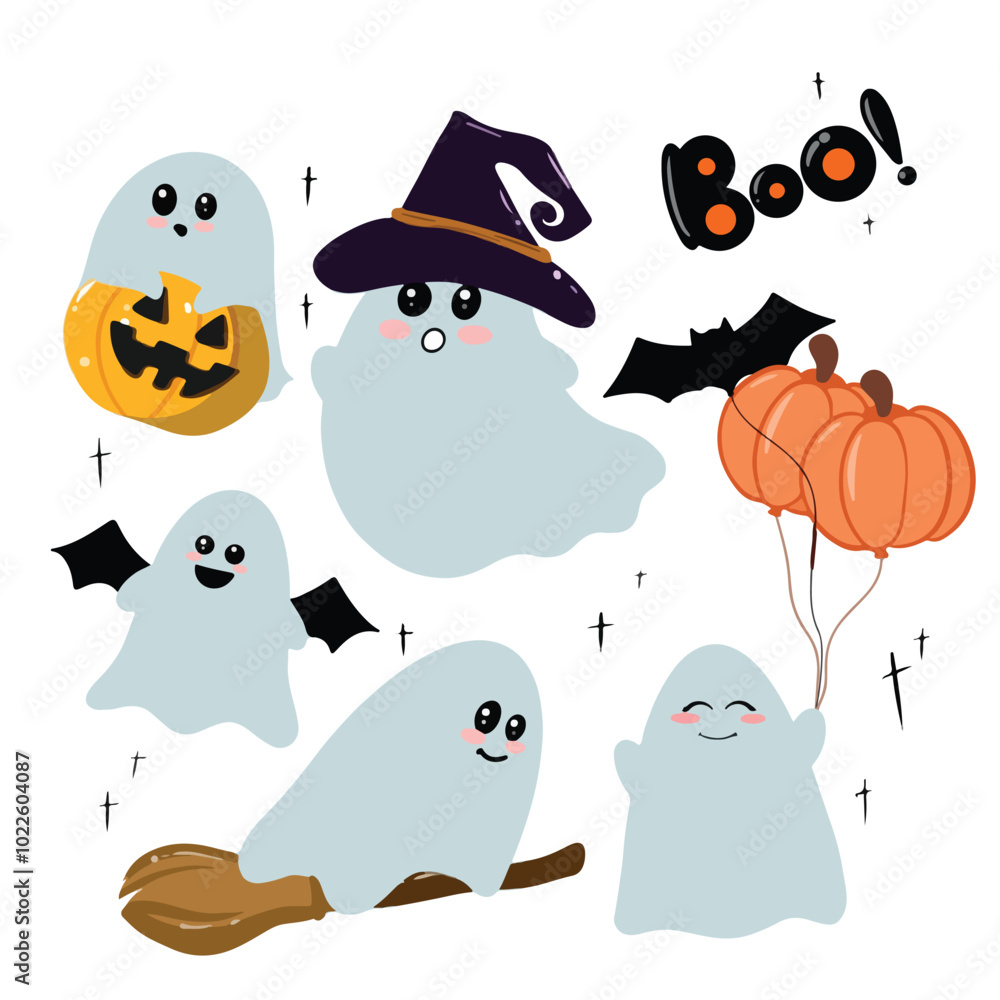 Obraz premium set of halloween elements icons illustration design