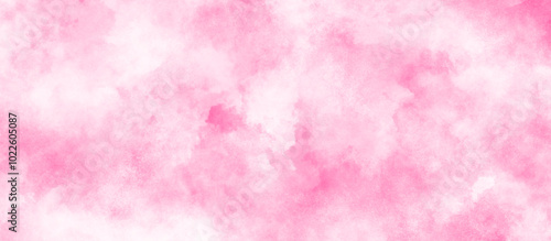 Acrylic shinny pink flowing ink grunge texture, white clouds on pink soft watercolor paper texture, Soft pink clouds texture with white tiny clouds, Beautiful and smooth soft blurred pink texture.