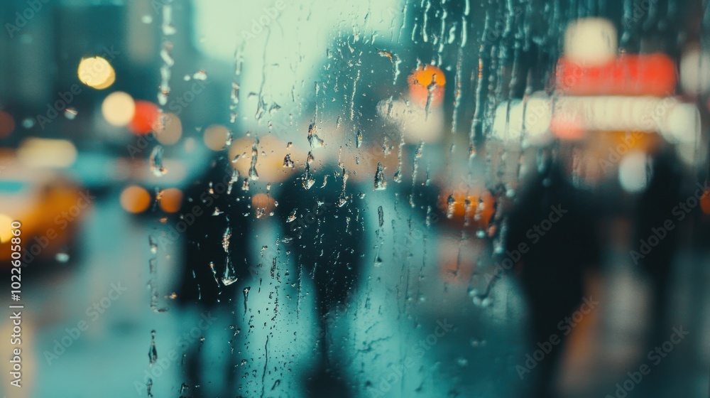 raindrops on a café window, blurry pedestrians and traffic lights in the background, dreamy, nostalgic vibe raindrops on a café window, blurry pedestrians and traffic lights in the background, dreamy, nostalgic vibe