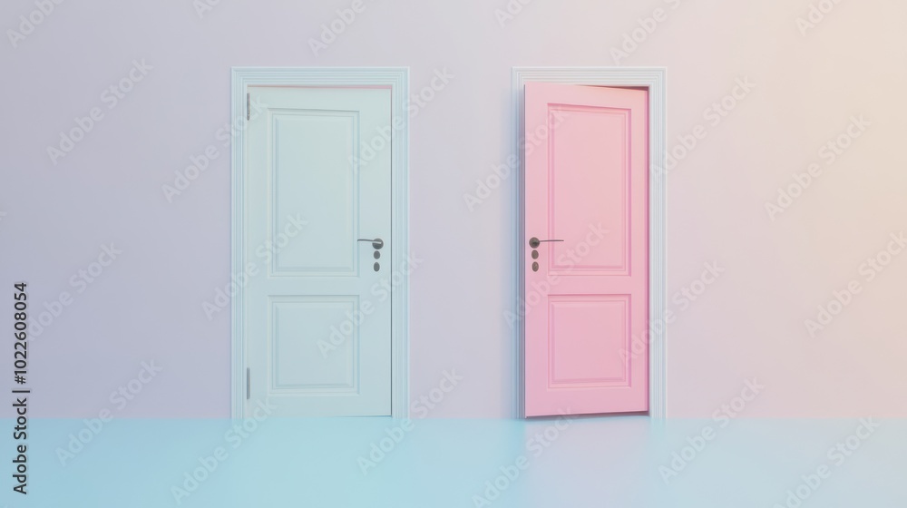 Two Doors in a Minimalist Room Two Doors in a Minimalist Room