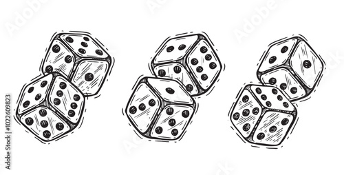 Dice hand drawn vector illustration	
