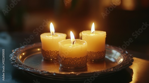 Three Candles on a Silver Tray