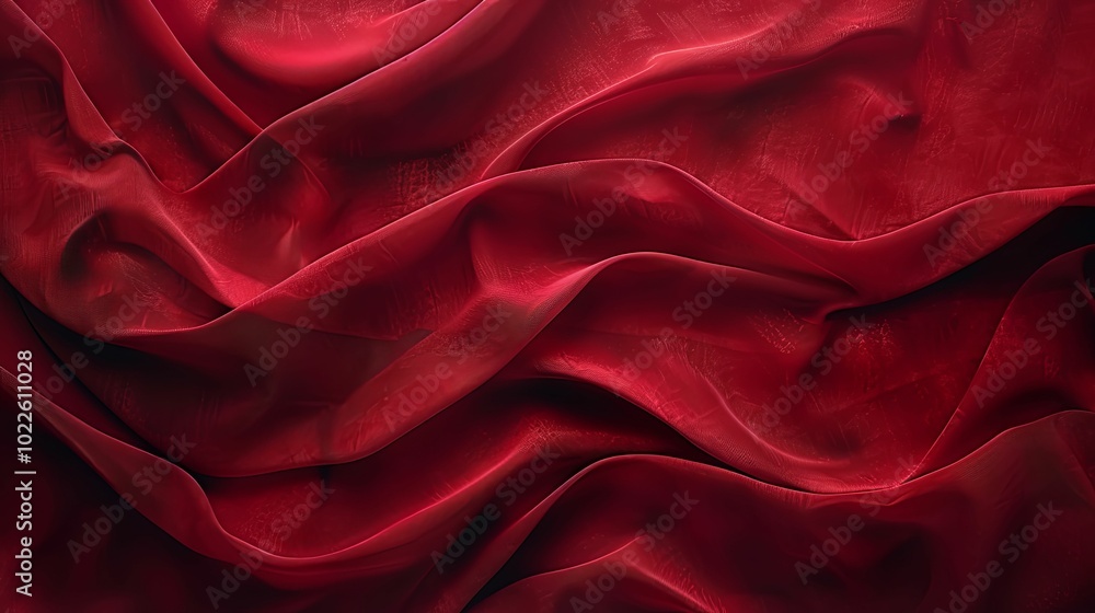 Abstract Draped Red Fabric Texture Background