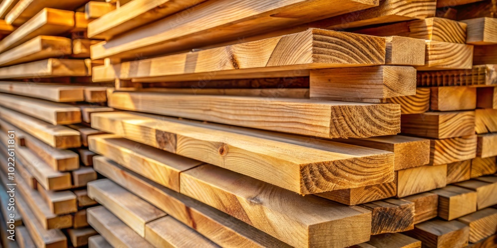 A collection of stacked wood planks bathed in soft natural light highlights their intricate textures, offering a visually striking subject for documentary photography. A collection of stacked wood planks bathed in soft natural light highlights their intricate textures, offering a visually striking subject for documentary photography.