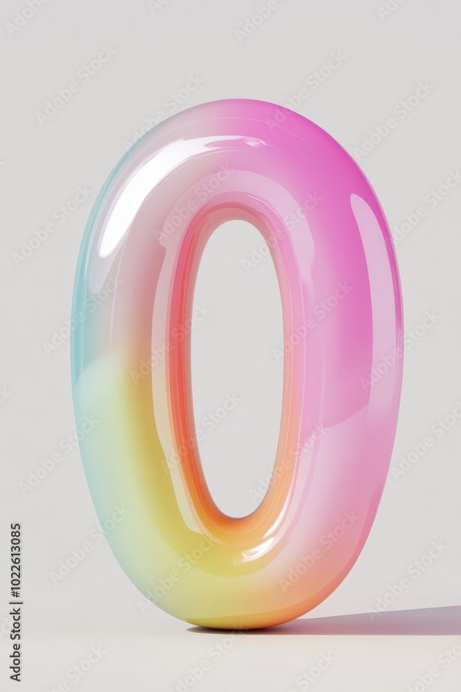 A playful 3D front view of the number 0 with smooth rounded edges and bright pastel colors, evoking fun and learning, ideal for childrens educational tools. A playful 3D front view of the number 0 with smooth rounded edges and bright pastel colors, evoking fun and learning, ideal for childrens educational tools.