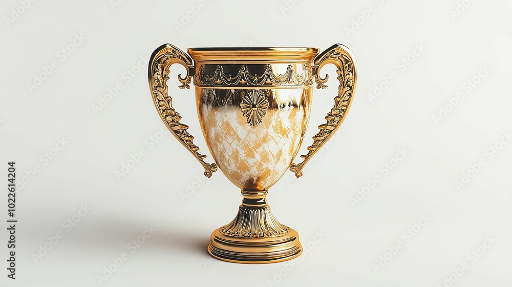 Ornate Golden Trophy with Intricate Design and Handles