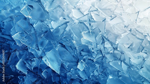 Close-up Abstract of Blue Icy Crystal Formations