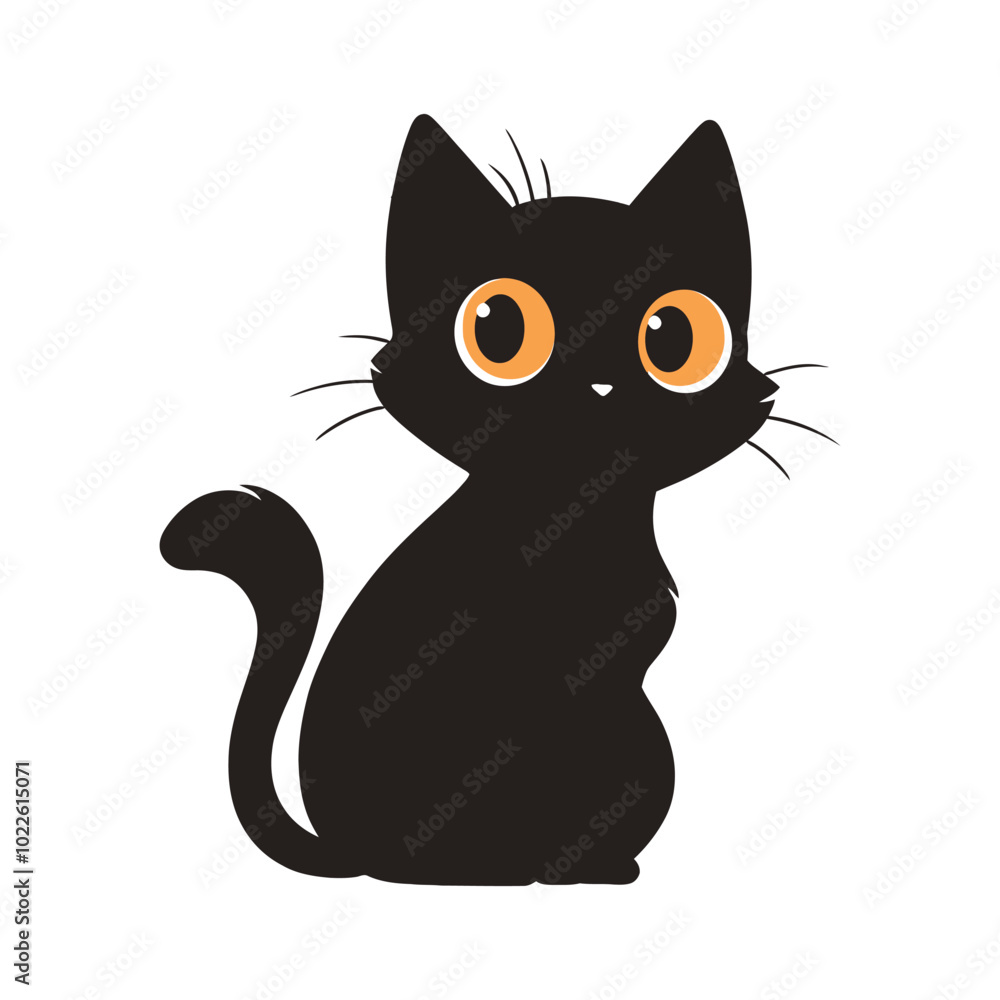 Obraz premium Adorable Cartoon Black Cat Illustration for Halloween