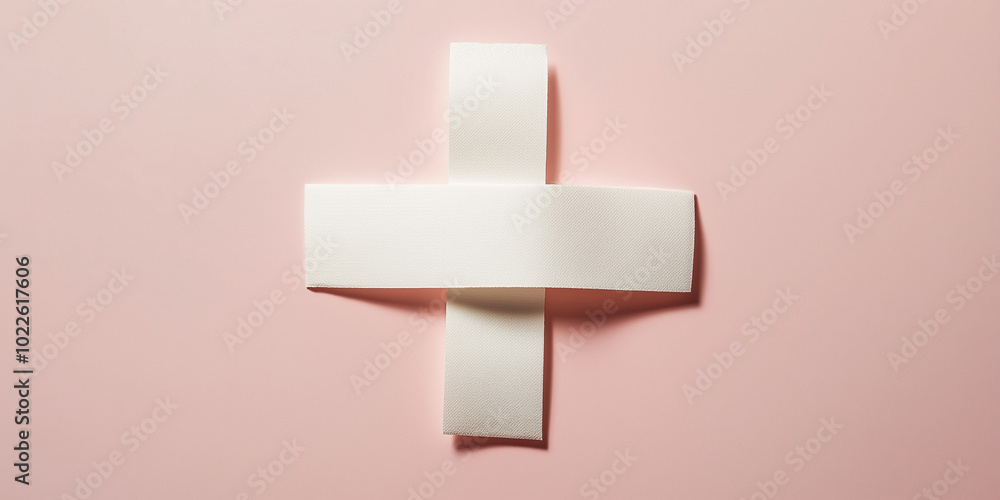 Two large white plasters forming a cross in cartoon style Two large white plasters forming a cross in cartoon style