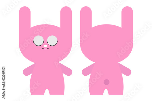 うさぎのイラスト　表情　シンプル
