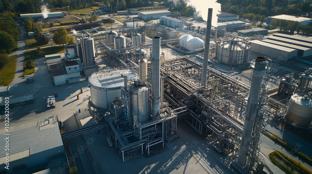 An industrial plant equipped with green technology working towards greenhouse gas reduction and sustainable development An industrial plant equipped with green technology working towards greenhouse gas reduction and sustainable development