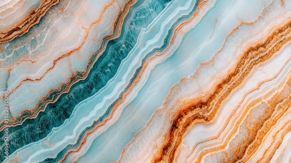 A close-up of colorful onyx stone with flowing patterns in turquoise, orange, and white hues. A close-up of colorful onyx stone with flowing patterns in turquoise, orange, and white hues.