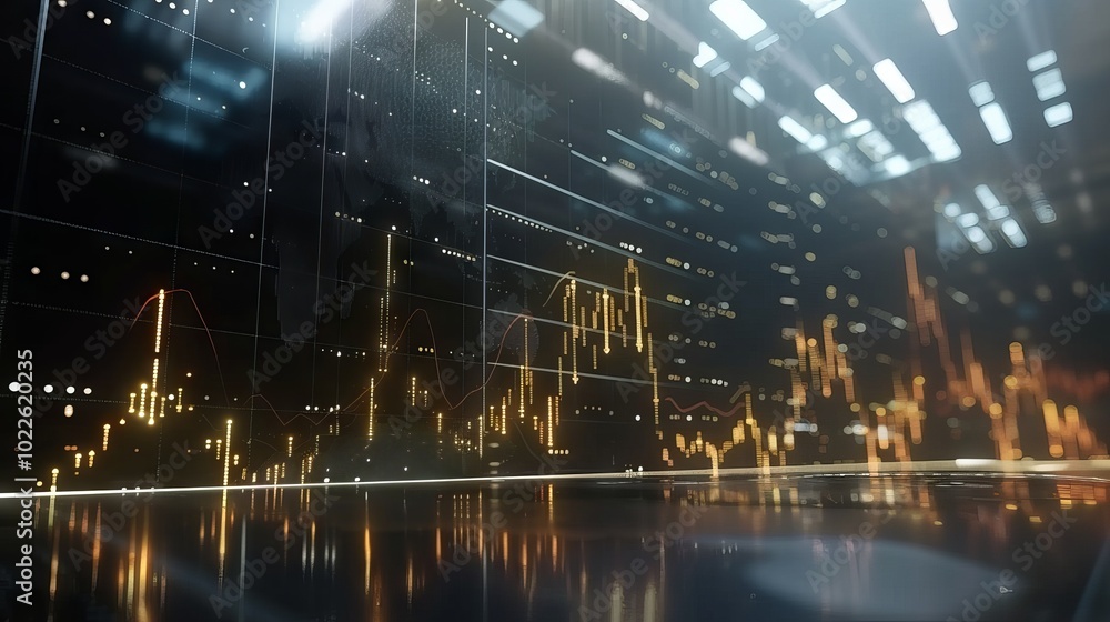 Financial stock market graph illustrating economic trends and data analysis Financial stock market graph illustrating economic trends and data analysis