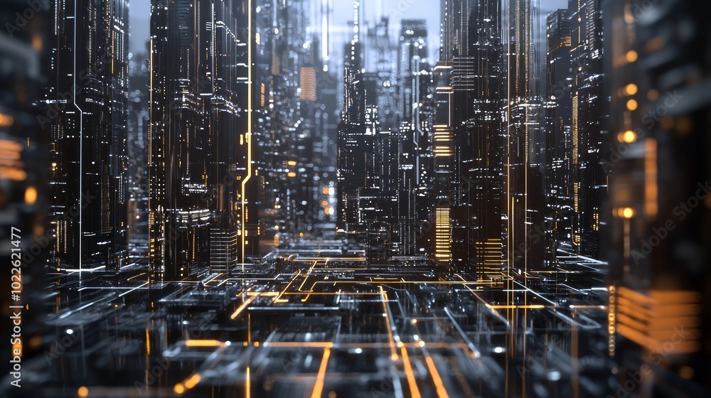 Futuristic Cityscape Fusion of Urban Living and Digital Networks | Illuminated Paths & Abstract Shapes 3D Render Futuristic Cityscape Fusion of Urban Living and Digital Networks | Illuminated Paths & Abstract Shapes 3D Render