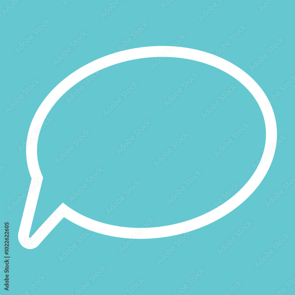 Simple speech bubble icon on a turquoise background representing communication concept Simple speech bubble icon on a turquoise background representing communication concept