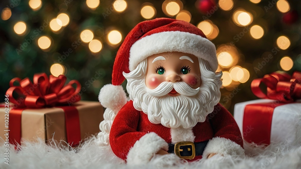 Close-up photo for Christmas and New Year, cute Santa Claus doll and celebration decorations. Close-up photo for Christmas and New Year, cute Santa Claus doll and celebration decorations.