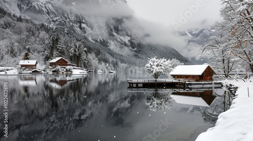 Wallpaper Mural Scenic winter lake with mountains reflection. Torontodigital.ca