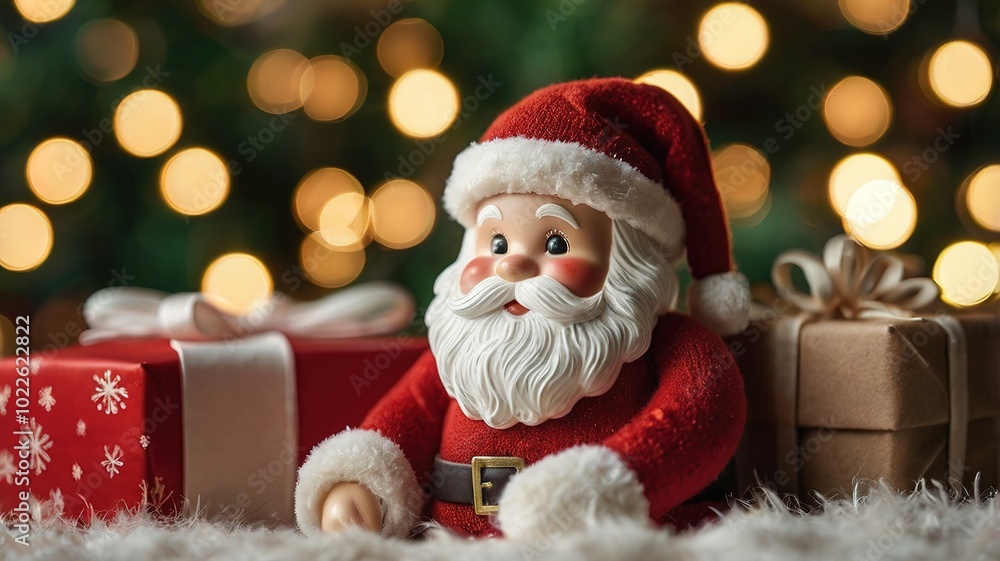 Close-up photo for Christmas and New Year, cute Santa Claus doll and celebration decorations. Close-up photo for Christmas and New Year, cute Santa Claus doll and celebration decorations.