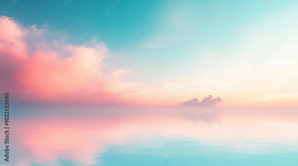 Fototapeta premium Pastel Sky and Water Reflection with Wispy Clouds