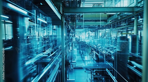 Abstract View of a Modern Industrial Factory Interior