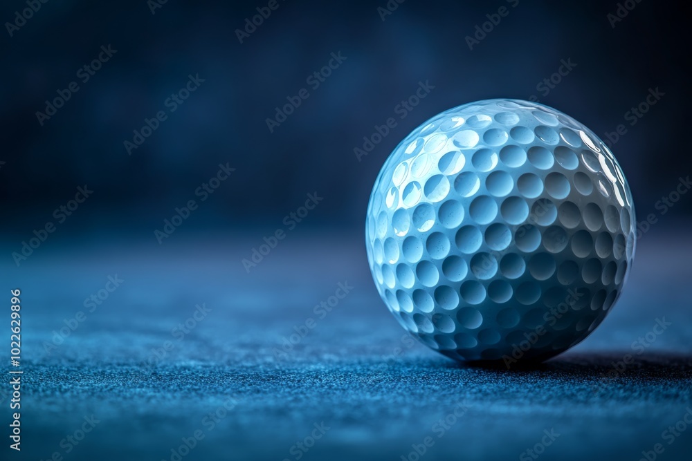 Golf Ball on Blue Background Close Up Golf Ball on Blue Background Close Up