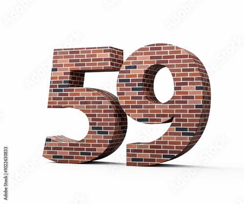 Bricks Wall Number Fifty Nine 59 Digit Made Of Colored Wall Of Bricks 3D Illustration